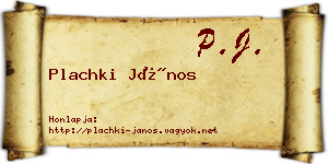 Plachki János névjegykártya